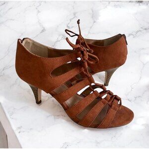 STYLE & CO Copper Orange Faux Suede Lace Up Heels Size 7